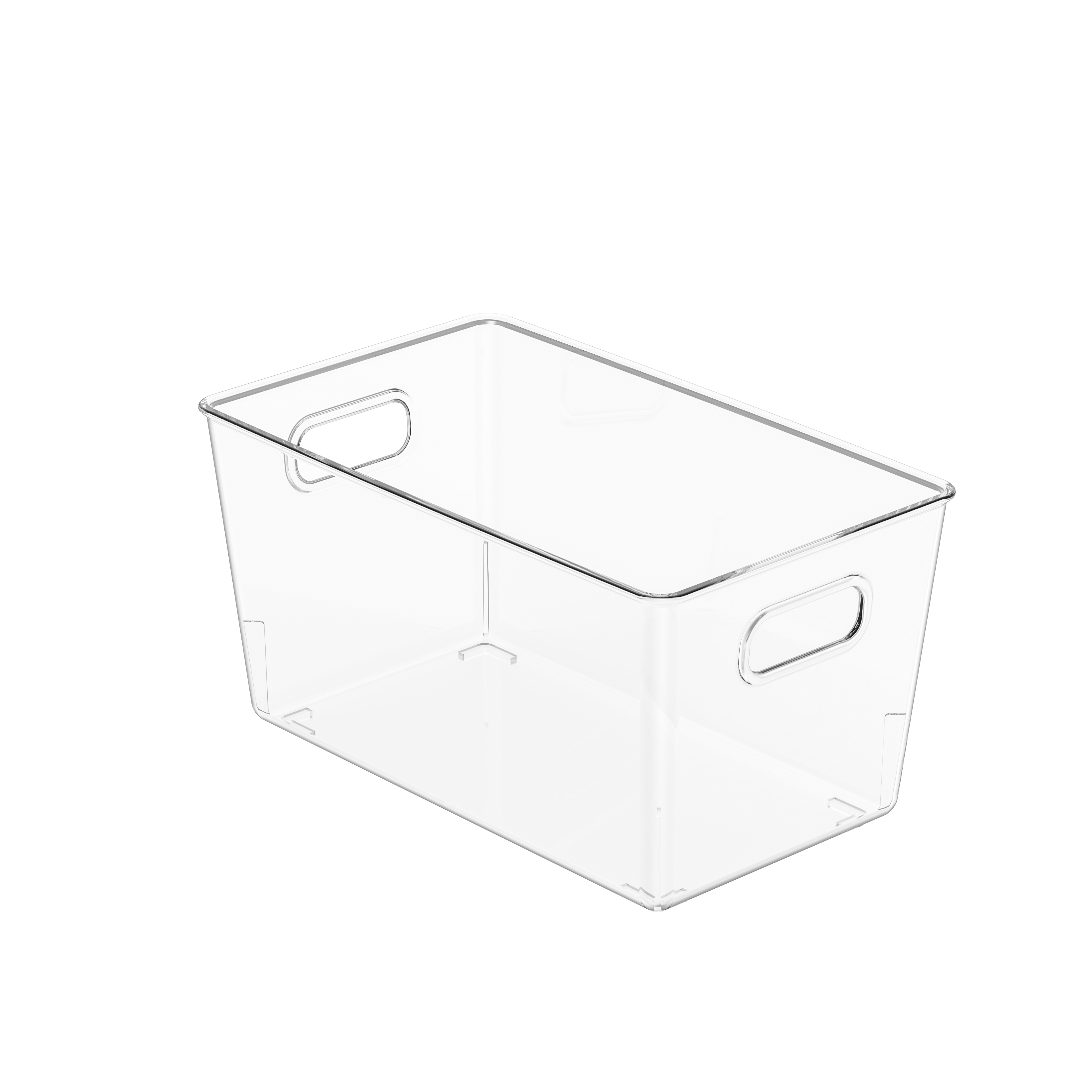 ढक्कन के साथ स्पष्ट स्टैकेबल स्टोरेज बिन